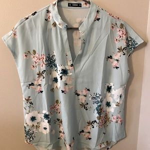 Blue Short Sleeve Blouse